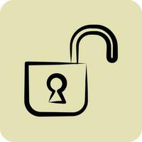 Icon Unlocked. suitable for Security symbol. hand drawn style. simple design editable. design template vector