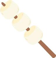 Golden brown marshmellow dessert for camping drawing vector