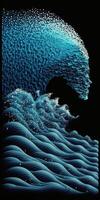 un pintura de ola estrellarse terminado en el océano. generativo ai. foto