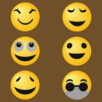 Cute emoticons faces, funny kawaii set. Vector illustration