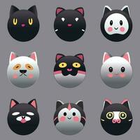 Cat head emoticon vector cute