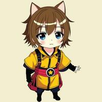 Cute chibi student boy cartoon character vector