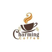 Charming Coffee logo elegant concept design vector