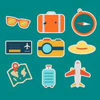 Travel Illustration Sticker Set. vector