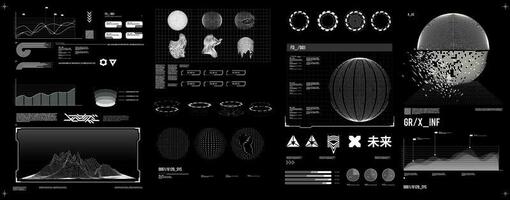 futuristic shape element HUD, GUI, Science fiction, cyberpunk, retrofuturism, concept, vaporwave abstract element vector