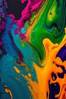 close up of a colorful fluid painting. . photo