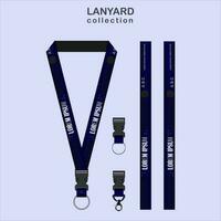 Blue Lanyard Template Set with Hexagonal Effect for All Company vector