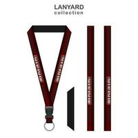 Hexagonal Red 3D Lanyard Template Set for All Company vector