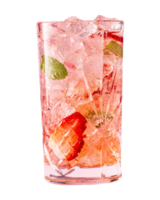 Fresh cocktail glass with crushed ice on transparent background png