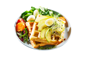 Tasty waffle with salad isolated on transparent background png
