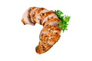 Grilled chicken breast pieces isolated on transparent background png