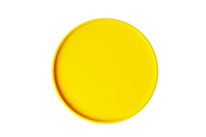 Empty round yellow ceramic plate on transparent background png