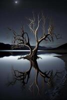 árbol ese es en pie en el agua. generativo ai. foto