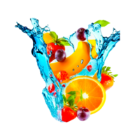 ai generativo fresco frutta acqua spruzzo png