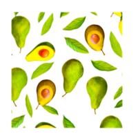 cartoon seamless pattern with avocado exotic fruits png