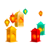 ai generativo colorato Ramadan kareem lanterna illustrazione png