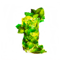 Fresh mojito cocktail with a lime slice and ice cubes on transparent background png