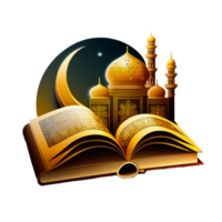 Quran Islamic holy book with mosque png