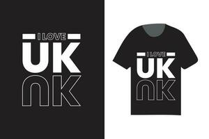 I love uk typography t shirt design, mirror typography t shirt template vector