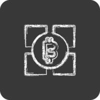 Icon Blockchain Technology. suitable for education symbol. chalk Style. simple design editable vector