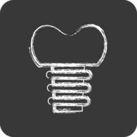 Icon Dental Implant. suitable for medicine symbol. chalk Style. simple design editable. design template vector