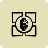 Icon Blockchain Technology. suitable for education symbol. hand drawn style. simple design editable vector