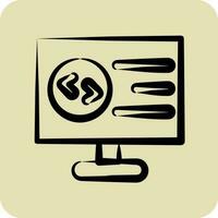 Icon Computer Programming. suitable for education symbol. hand drawn style. simple design editable. design template vector