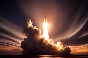 space shuttle lifts off into the sky. . photo