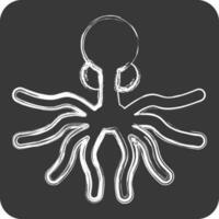 Icon Oktopus. suitable for seafood symbol. chalk Style. simple design editable. design template vector