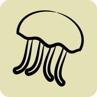 Icon Jelly Fish. suitable for seafood symbol. hand drawn style. simple design editable. design template vector
