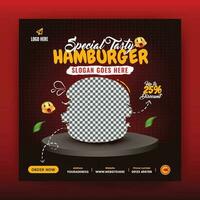 vector cuadrado social medios de comunicación enviar bandera modelo para sano hamburguesa comidas y Pizza restaurante