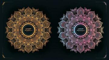 Vector luxury geometric golden and purple mandala design