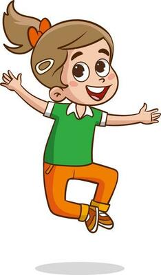 cute little kid jump and feel happy