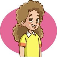 brown curly haired girl vector illustration