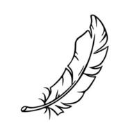 Feather sketch. Feather for decoration or writing. Vector illustration