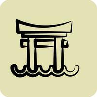 Icon Torii Gate. suitable for Japanese symbol. hand drawn style. simple design editable. design template vector