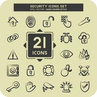 Icon Set Security. suitable for education symbol. hand drawn style. simple design editable. vector