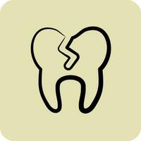 Icon Bad Tooth. suitable for medicine symbol. hand drawn style. simple design editable. design template vector