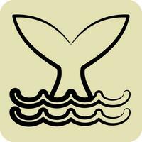 Icon Whale. suitable for seafood symbol. hand drawn style. simple design editable. design template vector