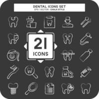 icono conjunto dental. adecuado para medicina símbolo. tiza estilo. sencillo diseño editable vector