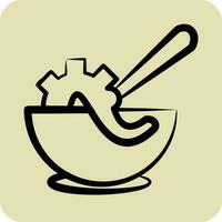 Icon Seafood Soup. suitable for seafood symbol. hand drawn style. simple design editable. design template vector