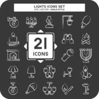 Icon Set Lights. suitable for House symbol. chalk Style. simple design editable vector