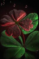 close up of a four leaf clover. . photo