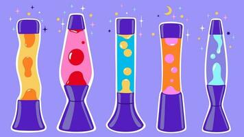 Collection of lava lamps of different shapes. Vector graphics.