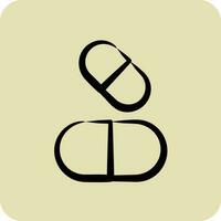 Icon Pills. suitable for education symbol. hand drawn style. simple design editable. design template vector