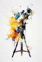 there is a painting of camera on tripod. . photo