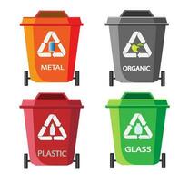 Waste recycling. Collection with types of recyclable Eco-friendly environment vector illustration.