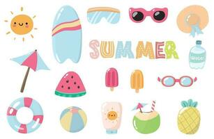 Summer beach collection in flat style vector