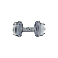 Single continuous line drawing dumbbells flat icon. Thin line signs for design logo, visit card. Outline symbol for web design or mobile app. Dumbbells outline pictogram. One line draw graphic vector