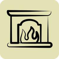 Icon Fireplace. suitable for House symbol. hand drawn style. simple design editable. design template vector